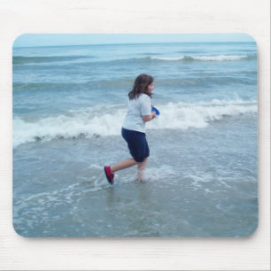 Patty running on the beach mouse pad