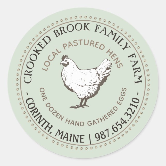 PÂTURAGE HEN FARINE OEUF FRAIS Étiquette vert Vint (Devant)