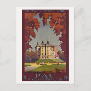 Pau Winter and Summer Resort Vintage Poster 1910 Postcard
