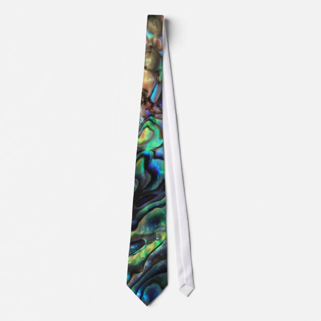 Paua abalone blue and green shell tie (Front)