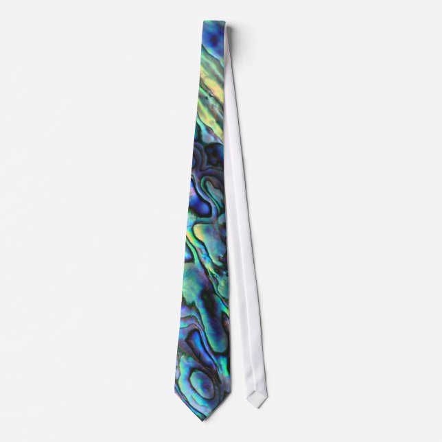 Paua abalone blue and green shell tie (Front)