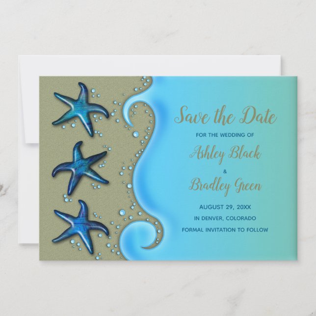 Paua Shell Starfish Destination Wedding Save Date Save The Date (Front)