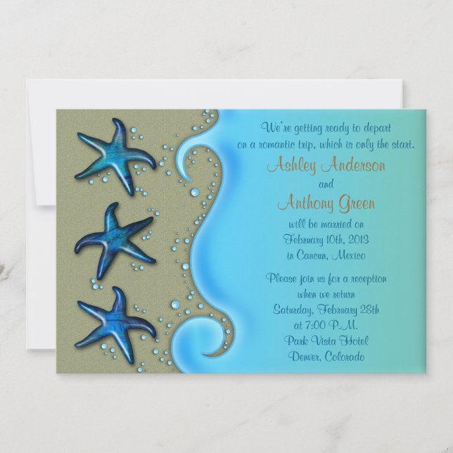 Paua Shell Starfish Post Wedding Reception Only Invitation (Front)
