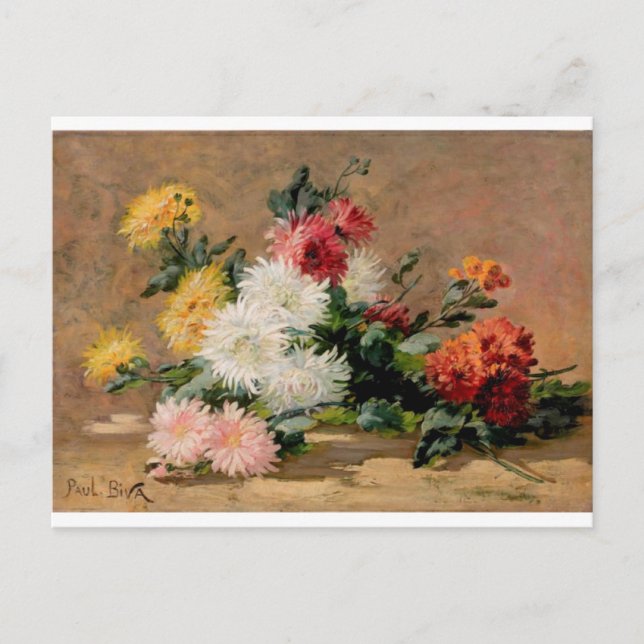 Paul Biva Vintage Flowers Postcard (Front)