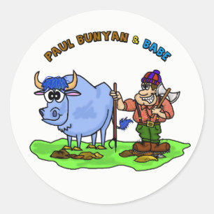 Paul Bunyan & Babe Les Stickers Ox Bleu