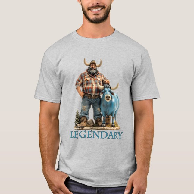 Paul Bunyan Babe the Blue Ox Legendary Lumberjack T-Shirt (Front)