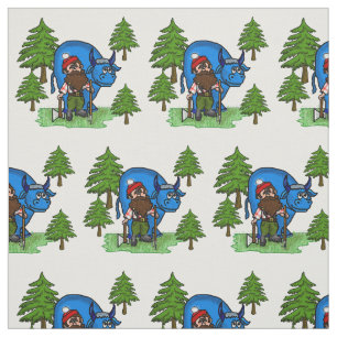 Paul Bunyan & Babe with Pine Trees Fabric