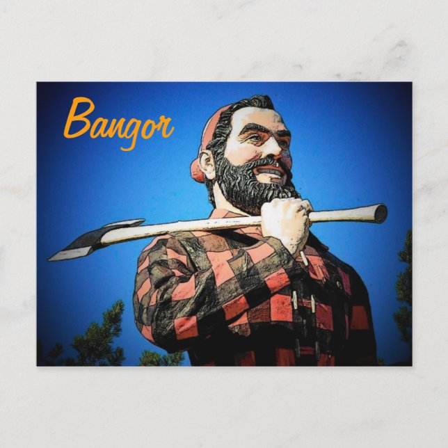 Paul Bunyan sur la carte postale de Bangor (Devant)