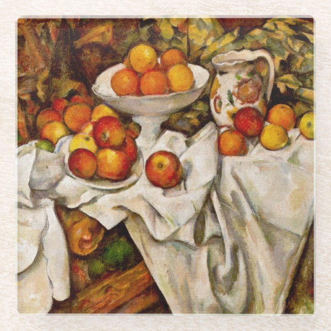 Paul Cezanne Apples Oranges Impressionism Glass Coaster (Front)