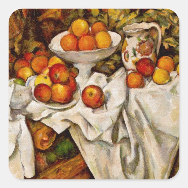 Paul Cezanne Apples Oranges Print Impressionism Square Sticker (Front)