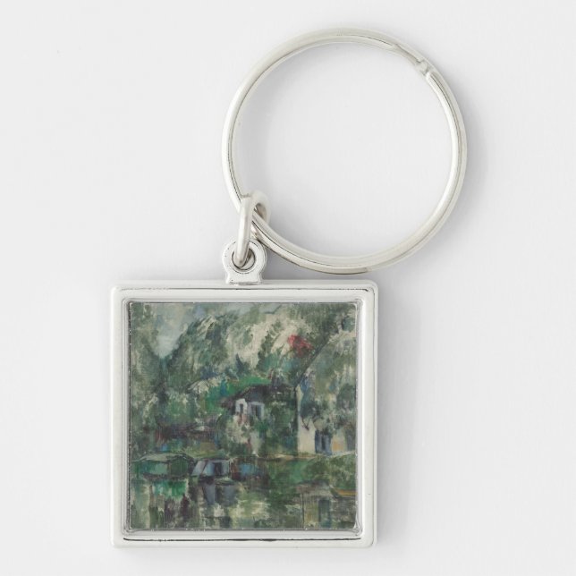 Paul Cezanne | At the Water's Edge, c. 1890 (oil o Keychain (Front)