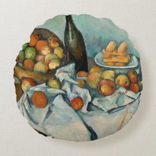 Paul Cezanne Basket of Apples Vintage Still Life Round Pillow