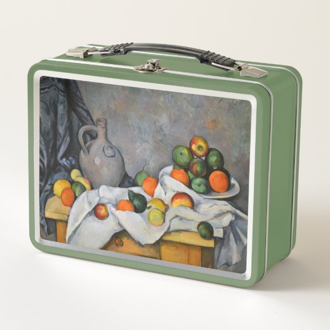 Paul Cezanne - Curtain, Jug and Fruit Bowl Metal Lunch Box (Front)