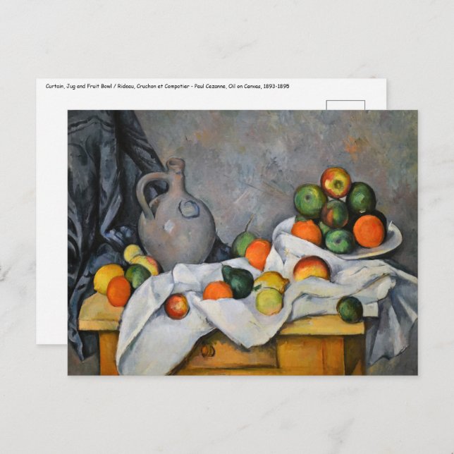 Paul Cezanne - Curtain, Jug and Fruit Bowl Postcard (Front/Back)