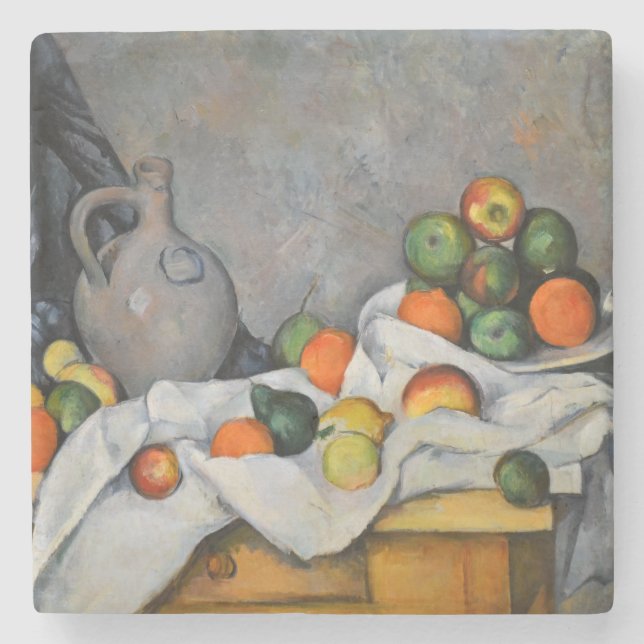 Paul Cezanne - Curtain, Jug and Fruit Bowl Stone Coaster (Front)