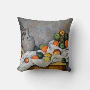 Paul Cezanne - Curtain, Jug and Fruit Bowl Throw Pillow