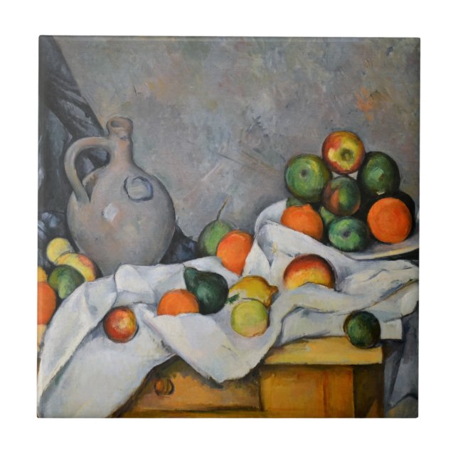 Paul Cezanne - Curtain, Jug and Fruit Bowl Tile (Front)
