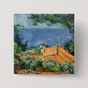 Paul Cezanne - Estaque with Red Roofs 2 Inch Square Button