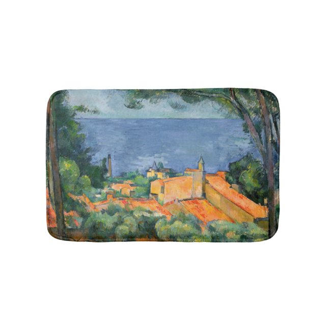 Paul Cezanne - Estaque with Red Roofs Bath Mat (Front)