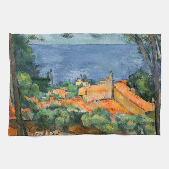 Paul Cezanne - Estaque with Red Roofs Kitchen Towel (Horizontal)
