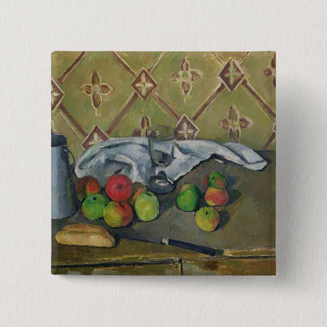 Paul Cezanne | Fruit, Serviette and Milk Jug, c.18 2 Inch Square Button (Front)