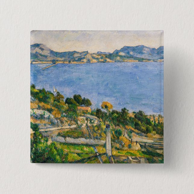 Paul Cezanne - Gulf of Marseille seen from Estaque 2 Inch Square Button (Front)
