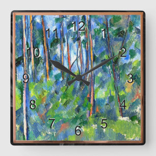 Paul Cezanne: In the Woods, painting by Cezanne Square Wall Clock