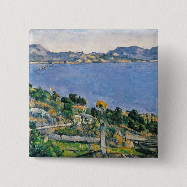 Paul Cezanne | L'Estaque, View of the Bay of Marse 2 Inch Square Button (Front)