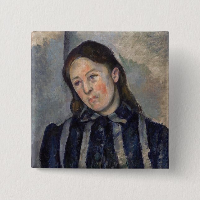 Paul Cezanne - Madame Cezanne with Loosened Hair 2 Inch Square Button (Front)