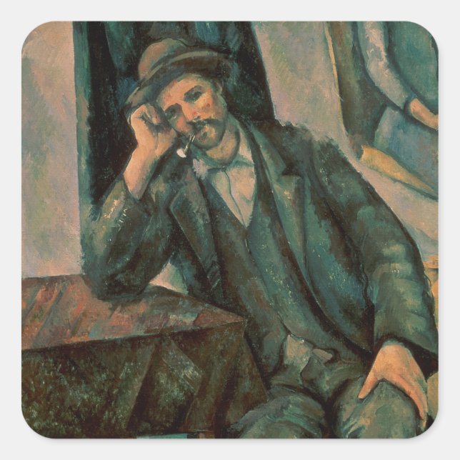 Paul Cezanne | Man Smoking a Pipe Square Sticker (Front)