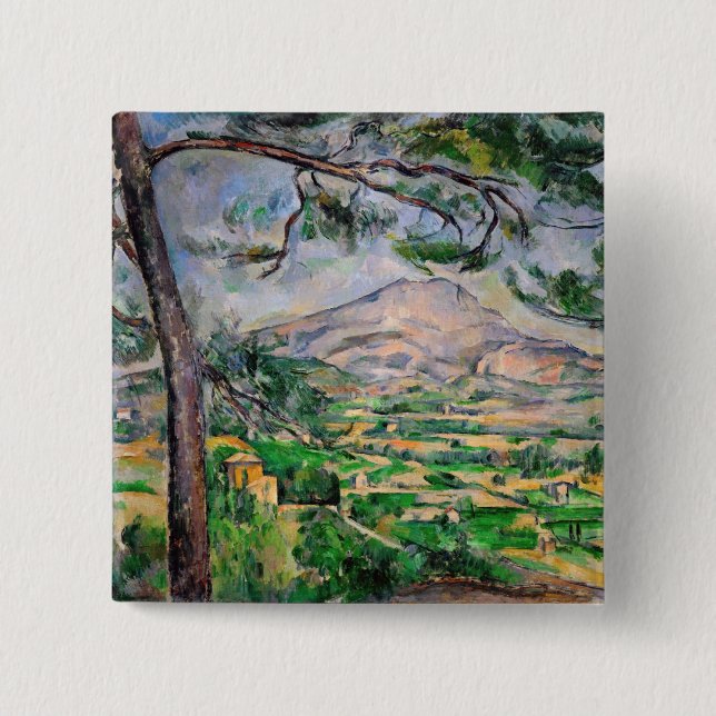 Paul Cezanne - Mont Sainte-Victoire and Large Pine 2 Inch Square Button (Front)