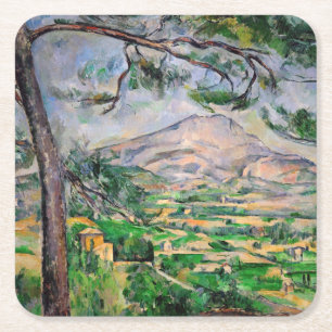 Paul Cezanne - Mont Sainte-Victoire and Large Pine Square Paper Coaster