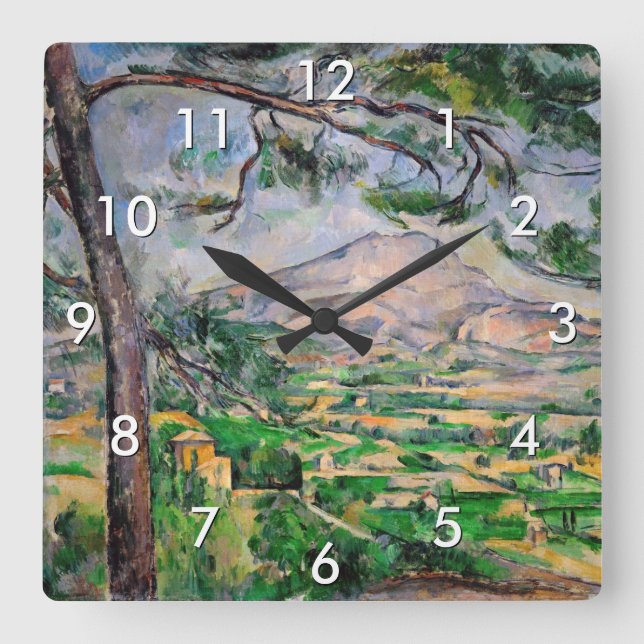 Paul Cezanne - Mont Sainte-Victoire and Large Pine Square Wall Clock (Front)