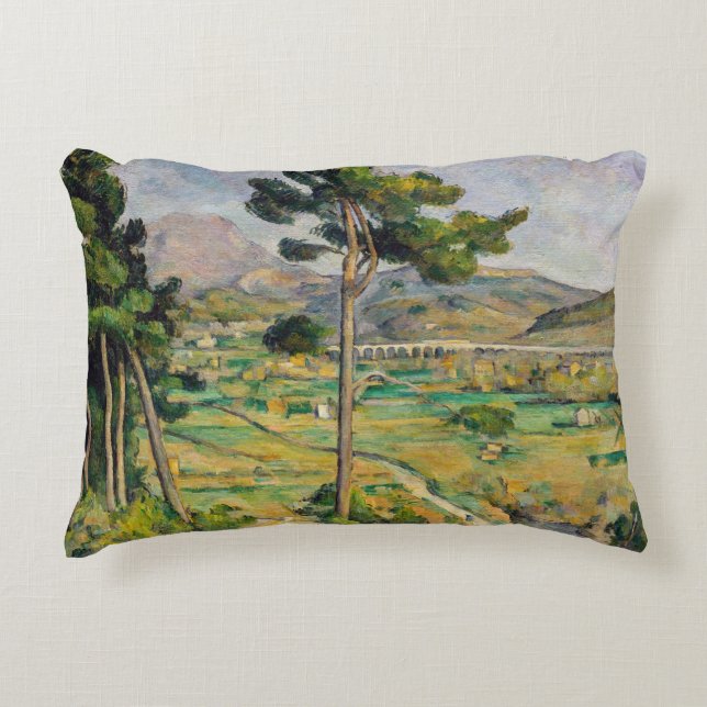 Paul Cezanne - Mont Sainte-Victoire and Viaduct Accent Pillow (Front)