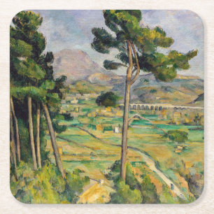 Paul Cezanne - Mont Sainte-Victoire and Viaduct Square Paper Coaster