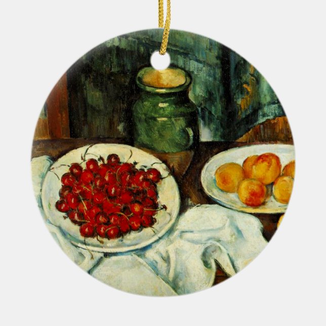 Paul Cezanne painting, Cherries, Ceramic Ornament (Front)