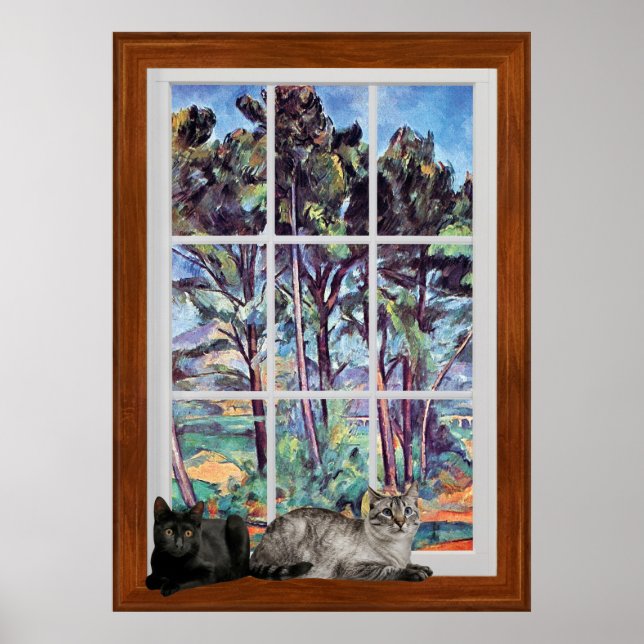 Paul Cezanne - Pines And Aqueduct 3D Window Frame Poster (Front)