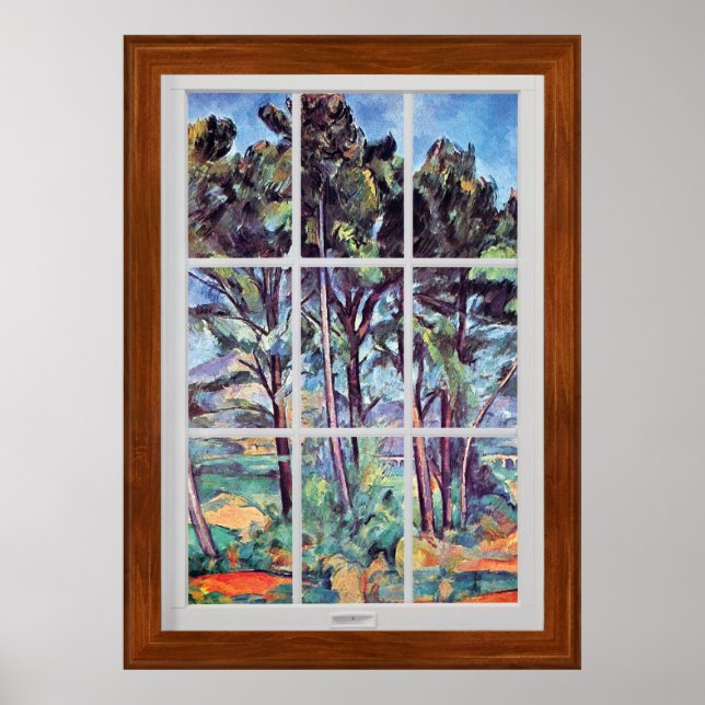Paul Cezanne - Pines And Aqueduct 3D Window Frame Poster (Front)