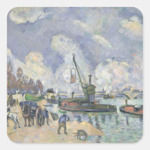 Paul Cezanne   Quai de Bercy, Paris, 1873-75 Square Sticker