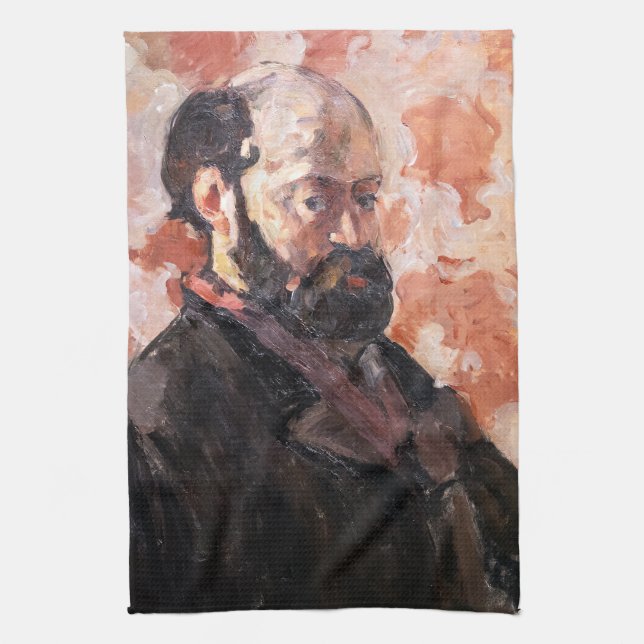 Paul Cezanne - Self-portrait with pink background Kitchen Towel (Vertical)