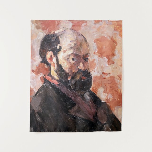Paul Cezanne - Self-portrait with pink background Tapestry (Front)