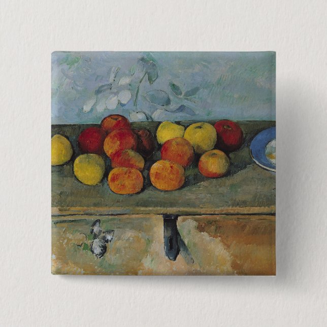 Paul Cezanne | Still life of apples and biscuits,  2 Inch Square Button (Front)