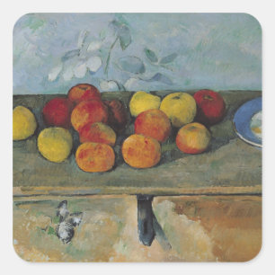 Paul Cezanne   Still life of apples and biscuits,  Square Sticker