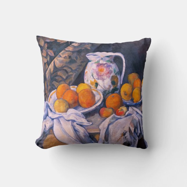 Paul Cezanne - Still Life with a Curtain Throw Pillow (Front)