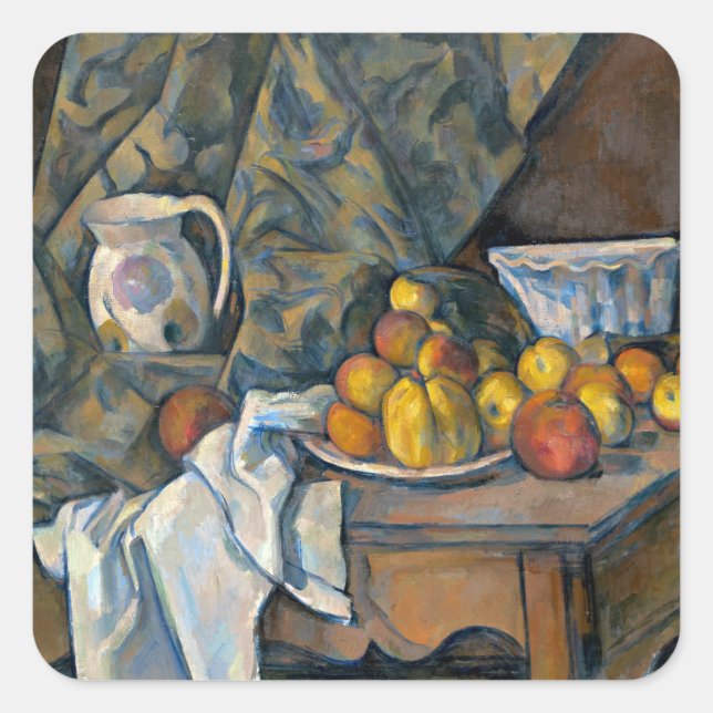 Paul Cezanne | Still Life with Apples and Peaches, Square Sticker (Front)
