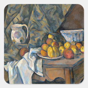Paul Cezanne   Still Life with Apples and Peaches, Square Sticker