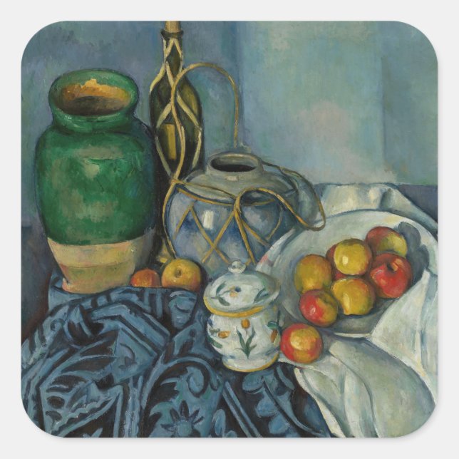 Paul Cezanne - Still Life with Apples Square Sticker (Front)