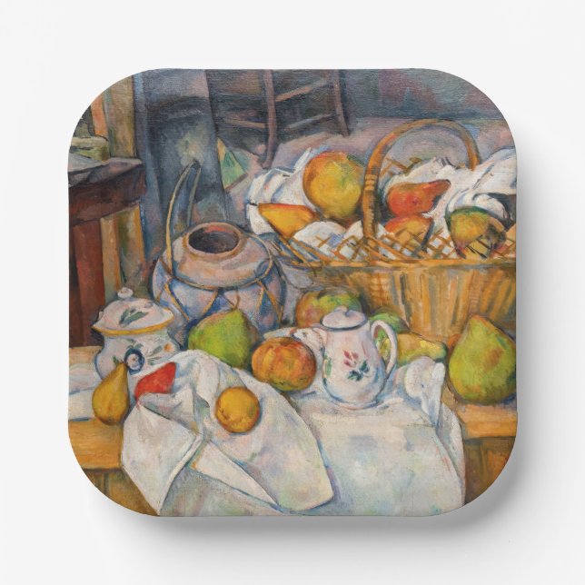 Paul Cezanne - Still Life with Basket Paper Plate (Front)