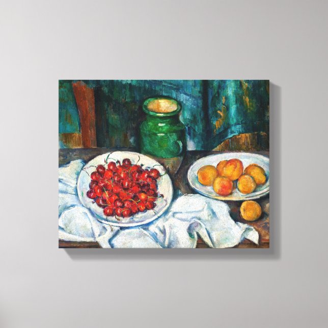 Paul Cezanne - Still Life with Cherries and Peachs Canvas Print (Front)