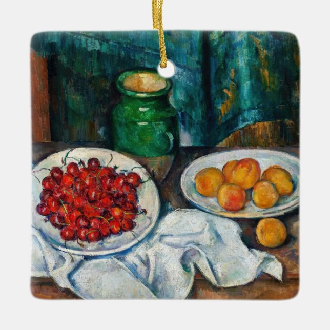Paul Cezanne - Still Life with Cherries and Peachs Ceramic Ornament (Front)